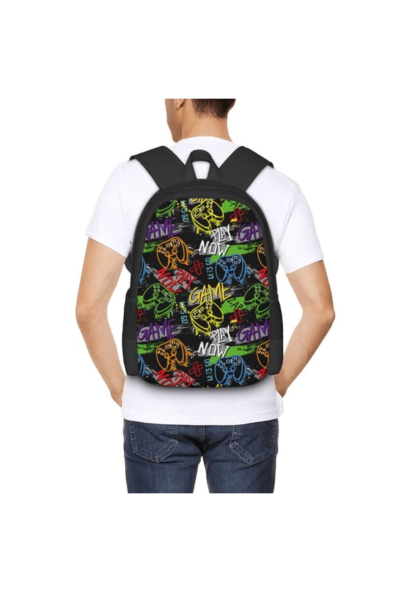 Game Joysticks Backpack for Men and Women - Durable 600D Oxford Cloth -Large Capacity, Water-Resistant School, Travel, and Hiking Bag
