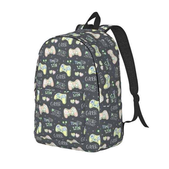 Ratiio Gamers Print Canvas Backpack for Women & Men Retro Aesthetic Rucksack Basic Backpack for High School/College Students Travel Laptop Bag