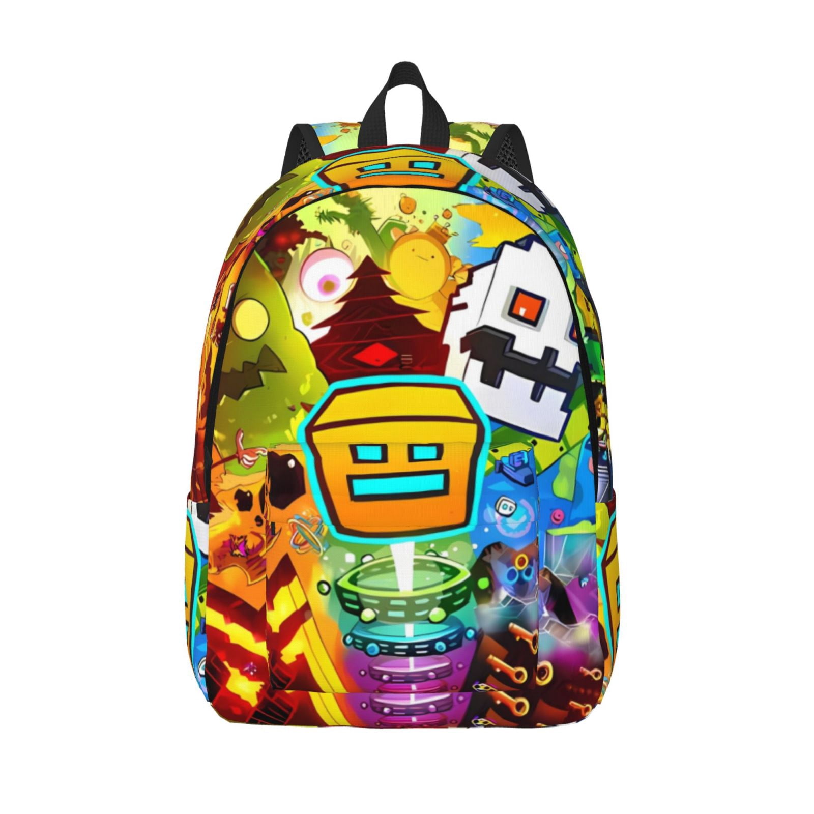 Geometry Dash Rucksack - 17 Zoll Laptopfach - Für Schule & Freizeit - Coole Designs