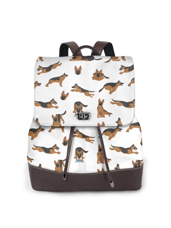 German Shepherd Dog Pattern Womens Backpack Purse Leather Backpack Purse for Women Travel Fashion Backpack Designer Ladies Shoulder Bags