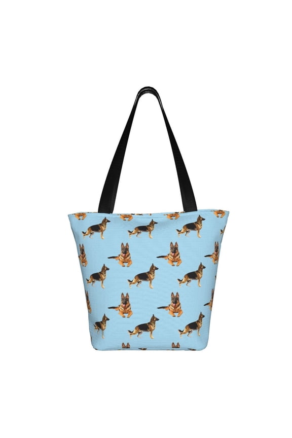 German Shepherd Dog Print Shoulder Bag for Women, Polyester Crossbody Purse Lightweight Handbag for Daily Travel and Casual Use