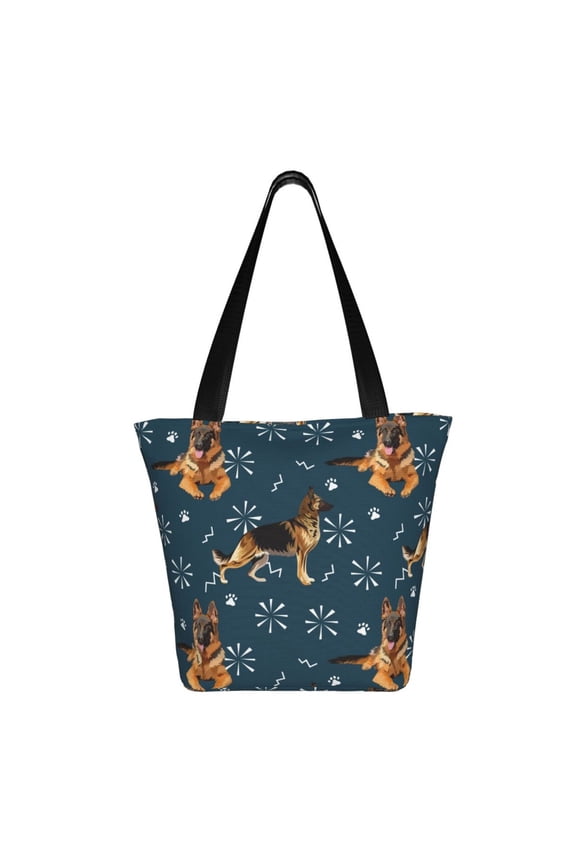 German Shepherd Dog Print Shoulder Bag for Women, Polyester Crossbody Purse Lightweight Handbag for Daily Travel and Casual Use