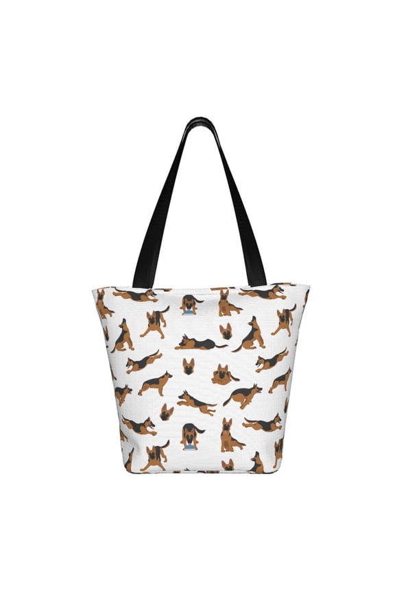 German Shepherd Dog Print Shoulder Bag for Women, Polyester Crossbody Purse Lightweight Handbag for Daily Travel and Casual Use