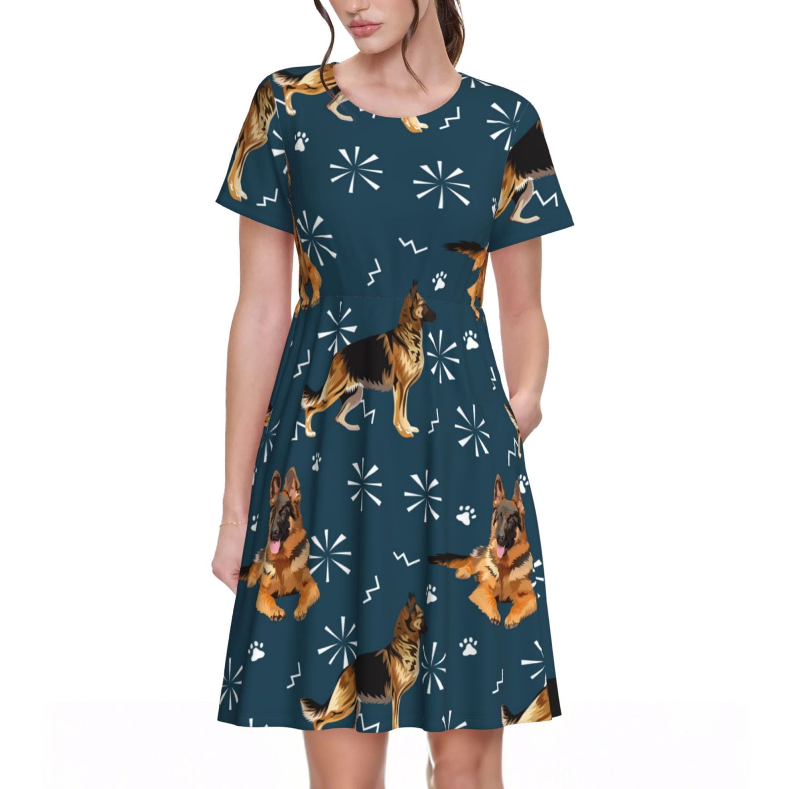 Dog Doberman Pattern Print Dress