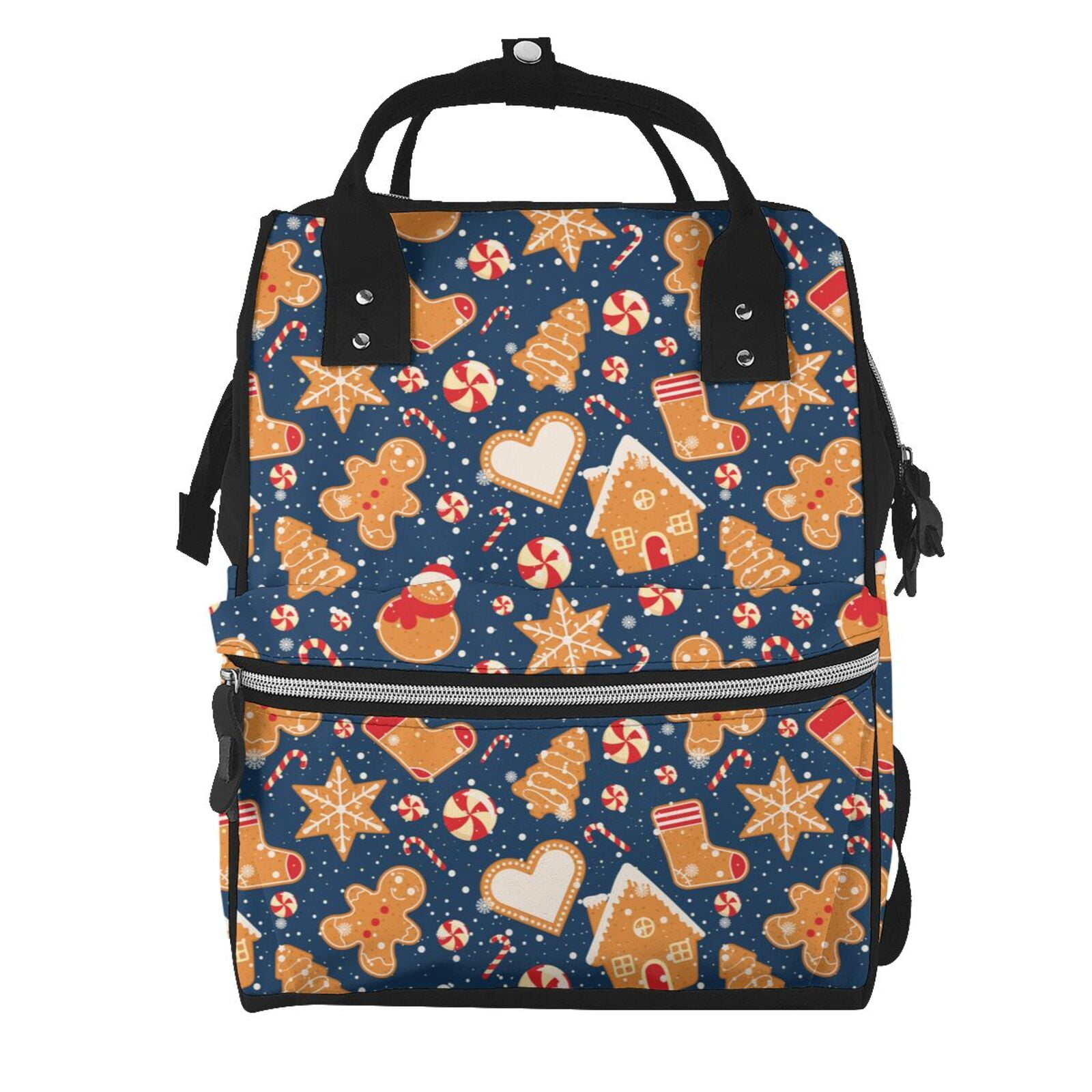 Ratiio Gingerbread Delights Mummy Backpack - Waterproof Twill Canvas, Large Capacity Diaper Bag with Multiple Pockets and Adjustable Straps