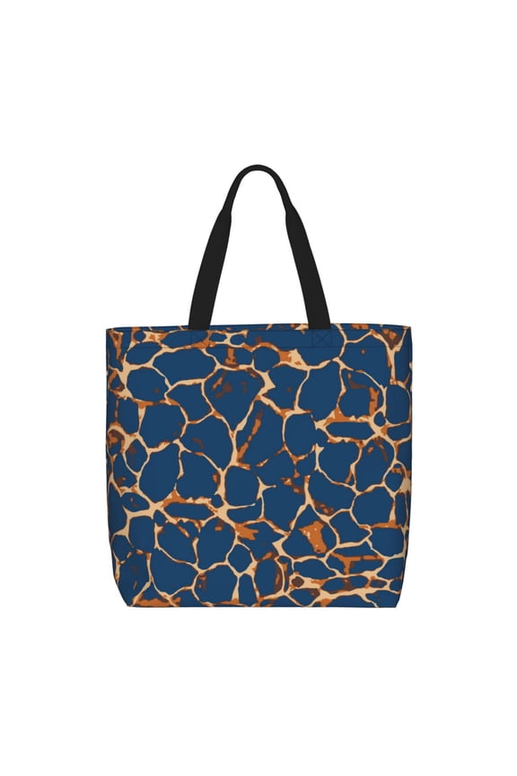 Giraffe Skin Print Reusable Grocery Bag Shopping Bags with Zipper Shoulder Shopping Handle Bag Suitable for Outdoor Convenient Daily Bag