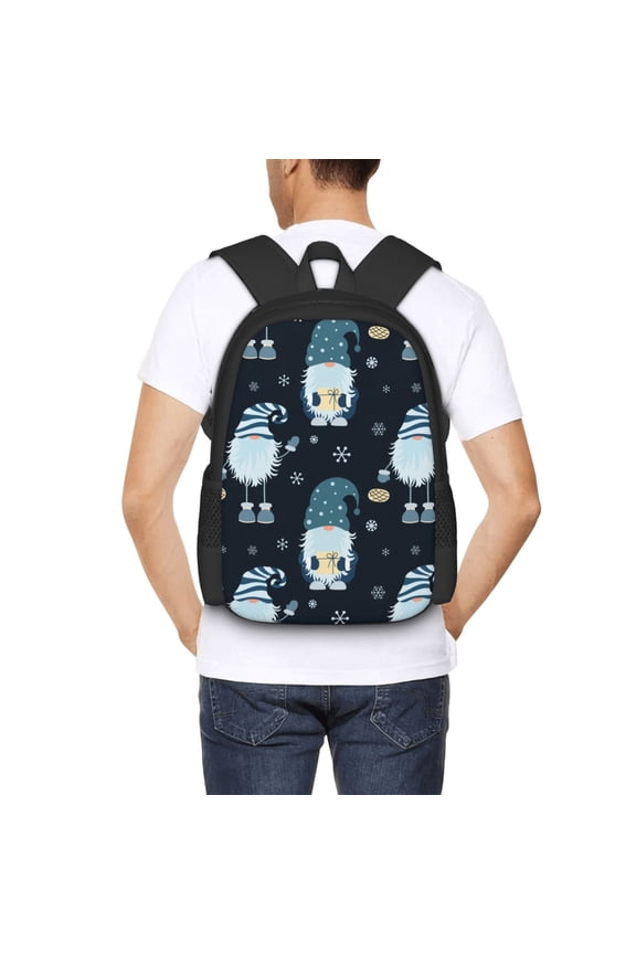 Gnome and Snowflakes Backpack for Men and Women - Durable 600D Oxford Cloth -Large Capacity, Water-Resistant School, Travel, and Hiking Bag