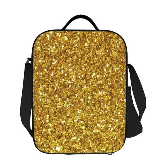 Ratiio Gold Glitter Print Lunch Box - Reusable Lunch Bag Men Adult Women- Insulated LunchBox