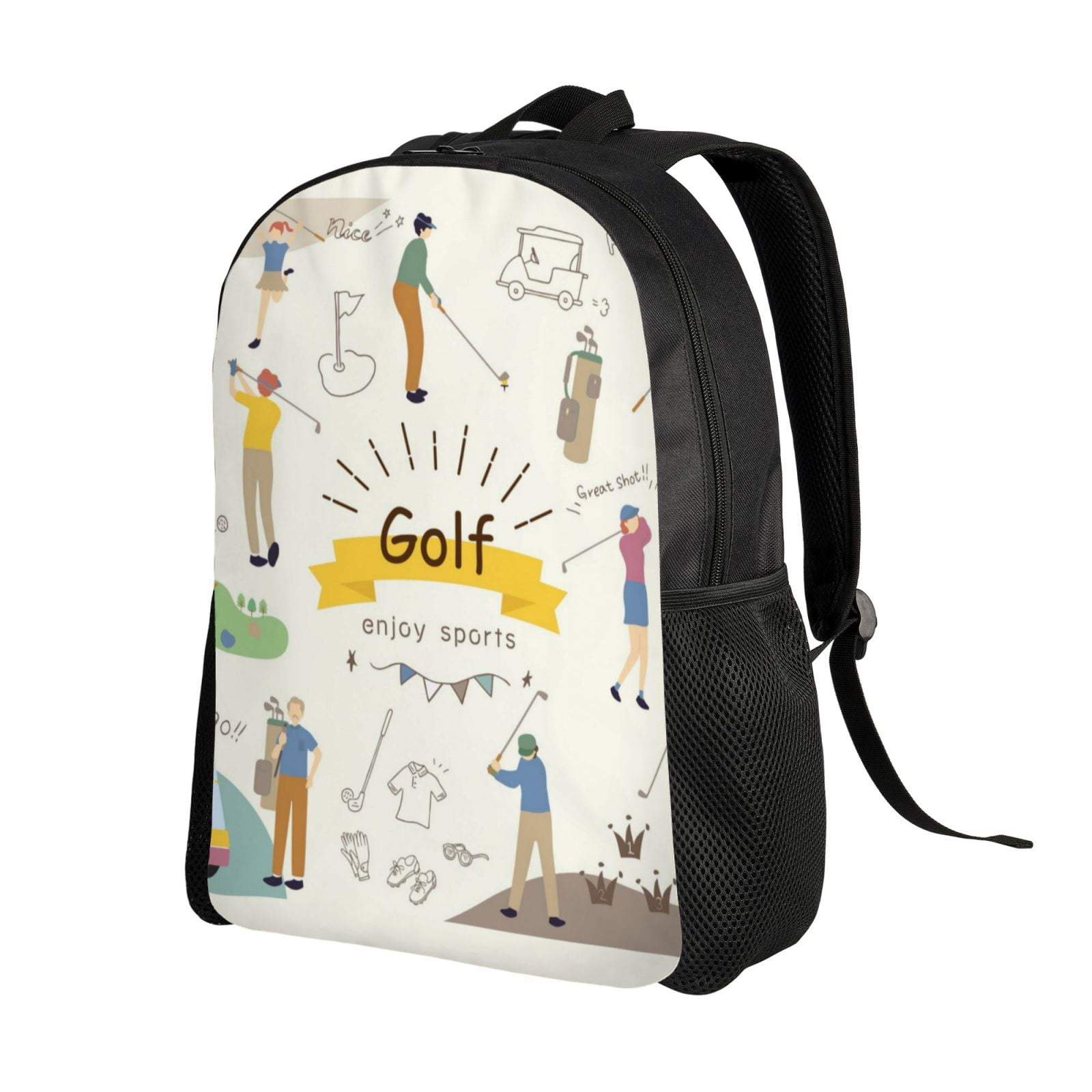 Ratiio Golf Icons And Golfer Print Backpack with Padded 15-inch Laptop ...