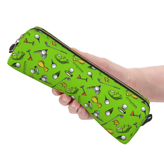 Ratiio Golf Sport Club Pattern Leather Pencil Case, Pencil Pouch with Durable Zipper, Compact and Stylish Organizer for Stationery, Art Supplies, Travel Essentials