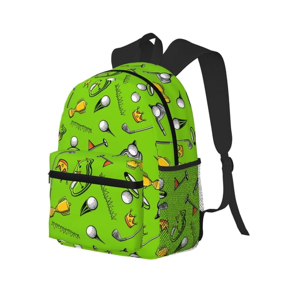 Ratiio Golf Sport Club Print Casual Backpack for Men and Women, Water Resistant Oxford Fabric School Bag Lightweight Travel Daypack