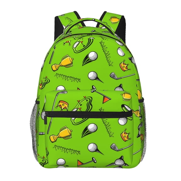 Ratiio Golf Sport Club Print Eco-Friendly Casual Backpack, Water-Resistant Polyester Canvas Daypack with Smooth Zippers, Comfortable & Durable Travel Bag with Laptop Compartment