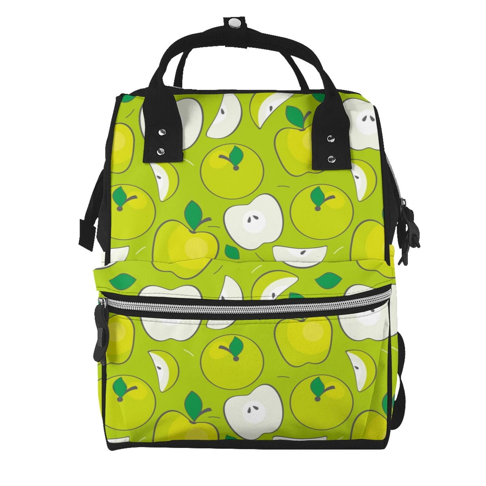 Ratiio Green Apple Mummy Backpack - Waterproof Twill Canvas, Large Capacity Diaper Bag with Multiple Pockets and Adjustable Straps