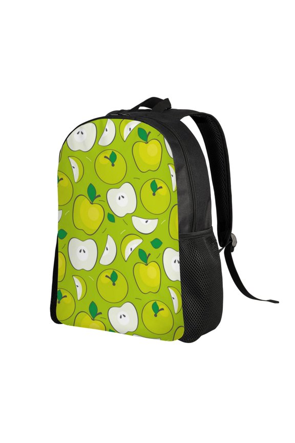 Green Apple Print Backpack with Padded 15-inch Laptop Sleeve- Spacious and Durable Daypack for Work and Travel