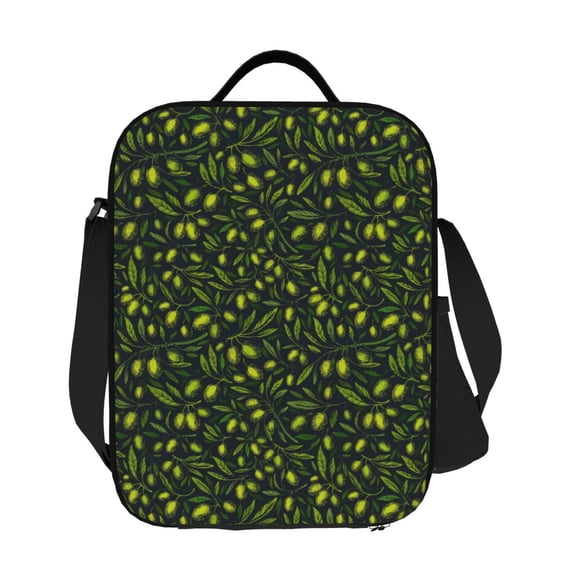 Ratiio Green Branch Olive Print Lunch Box - Reusable Lunch Bag Men Adult Women- Insulated LunchBox