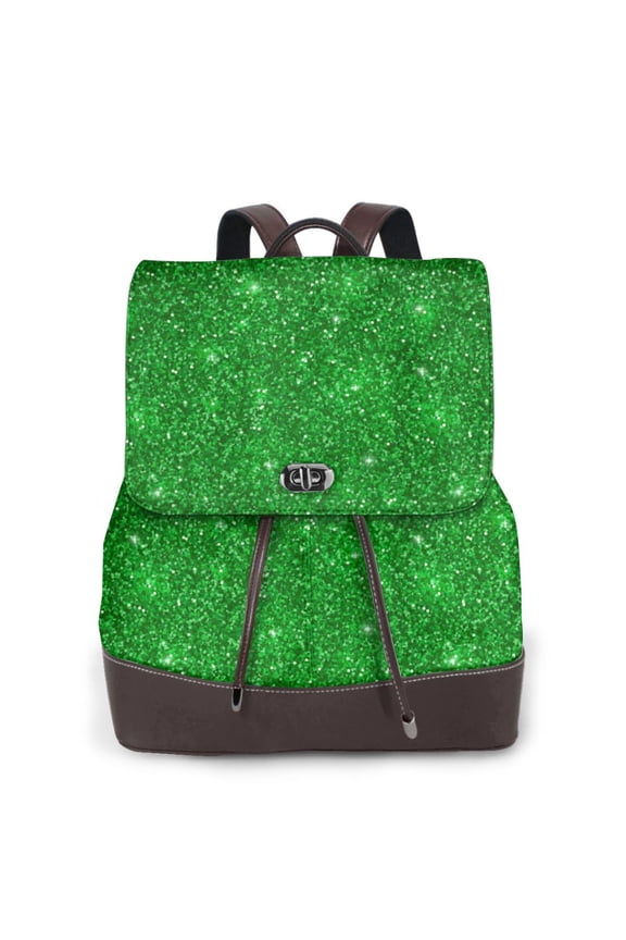Green Glitter Pattern Womens Backpack Purse Leather Backpack Purse for Women Travel Fashion Backpack Designer Ladies Shoulder Bags