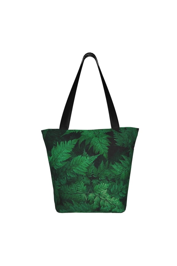 Green Leave Fern Print Shoulder Bag for Women, Polyester Crossbody Purse Lightweight Handbag for Daily Travel and Casual Use
