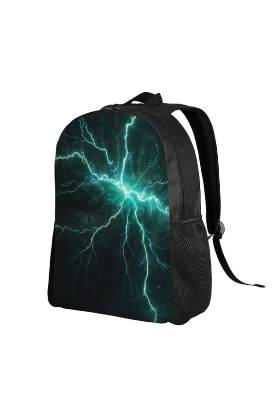 Green Lightning Flash Print Backpack with Padded 15-inch Laptop Sleeve- Spacious and Durable Daypack for Work and Travel