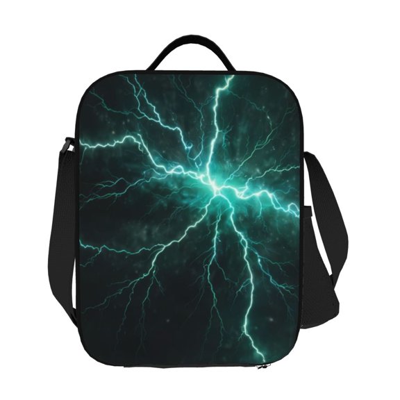 Ratiio Green Lightning Flash Print Lunch Box - Reusable Lunch Bag Men Adult Women- Insulated LunchBox