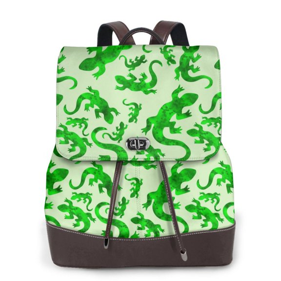 Ratiio Green Lizard Pattern Womens Backpack Purse Leather Backpack Purse for Women Travel Fashion Backpack Designer Ladies Shoulder Bags