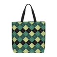 thumbnail image 1 of Ratiio Green Squares Print Reusable Grocery Bag Shopping Bags with Zipper Shoulder Shopping Handle Bag Suitable for Outdoor Convenient Daily Bag, 1 of 8