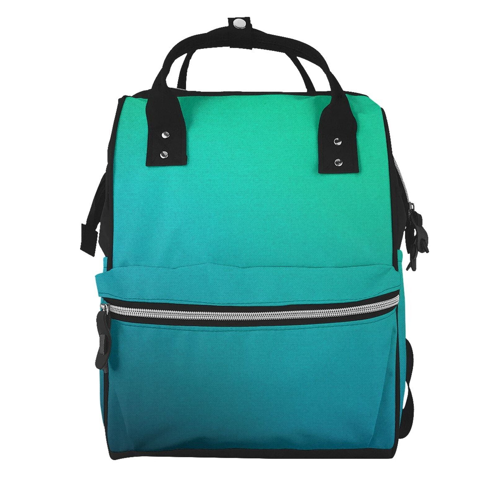 Ratiio Green Turquoise Teal Mummy Backpack - Waterproof Twill Canvas, Large Capacity Diaper Bag with Multiple Pockets and Adjustable Straps
