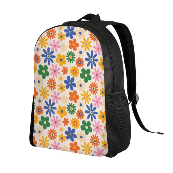 Ratiio Groovy Daisy Flowers Print Backpack with Padded 15-inch Laptop Sleeve- Spacious and Durable Daypack for Work and Travel