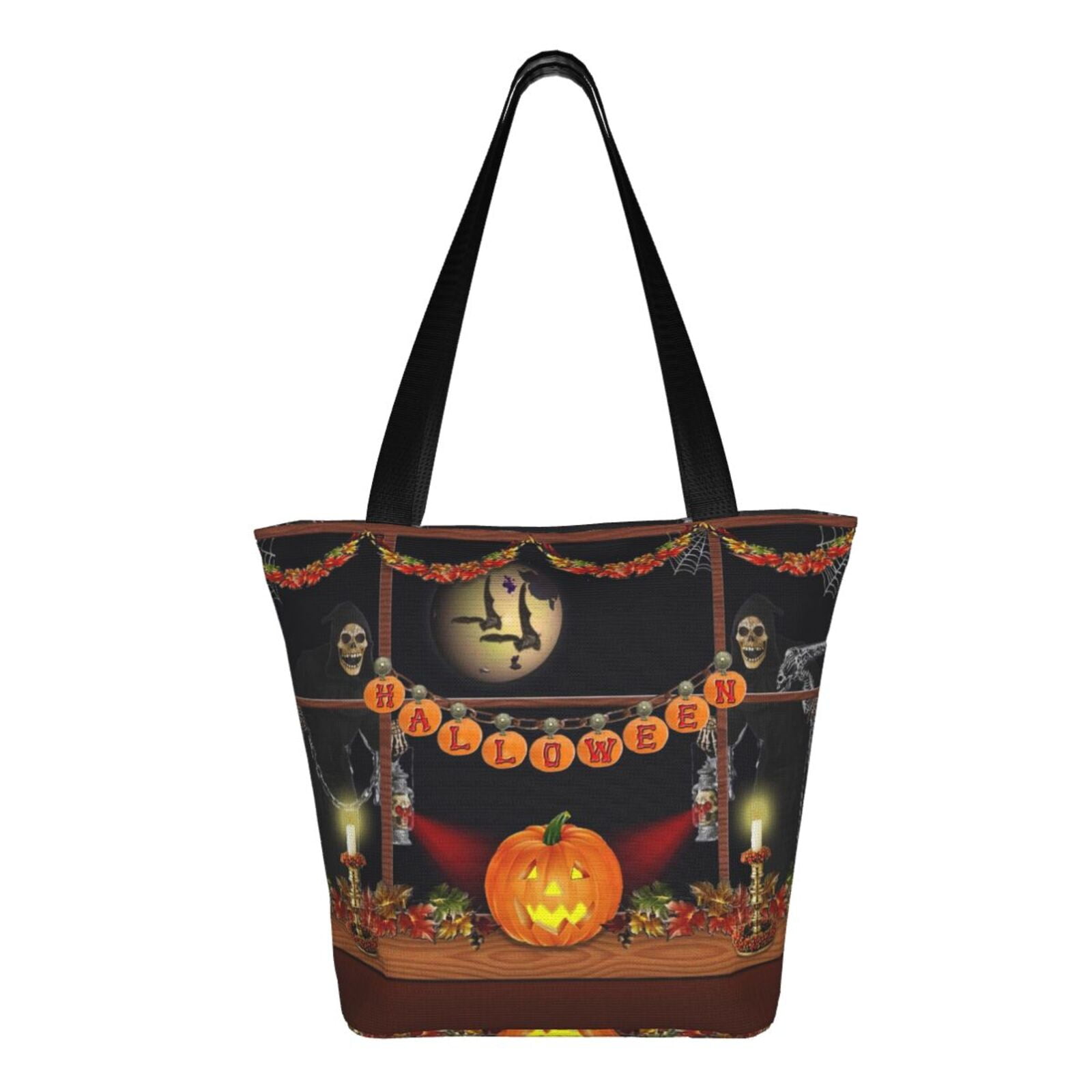 Ratiio Halloween Decoration Print Shoulder Bag for Women, Polyester Crossbody Purse Lightweight Handbag for Daily Travel and Casual Use