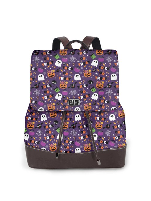 Halloween Sweet Candy Pattern Womens Backpack Purse Leather Backpack Purse for Women Travel Fashion Backpack Designer Ladies Shoulder Bags