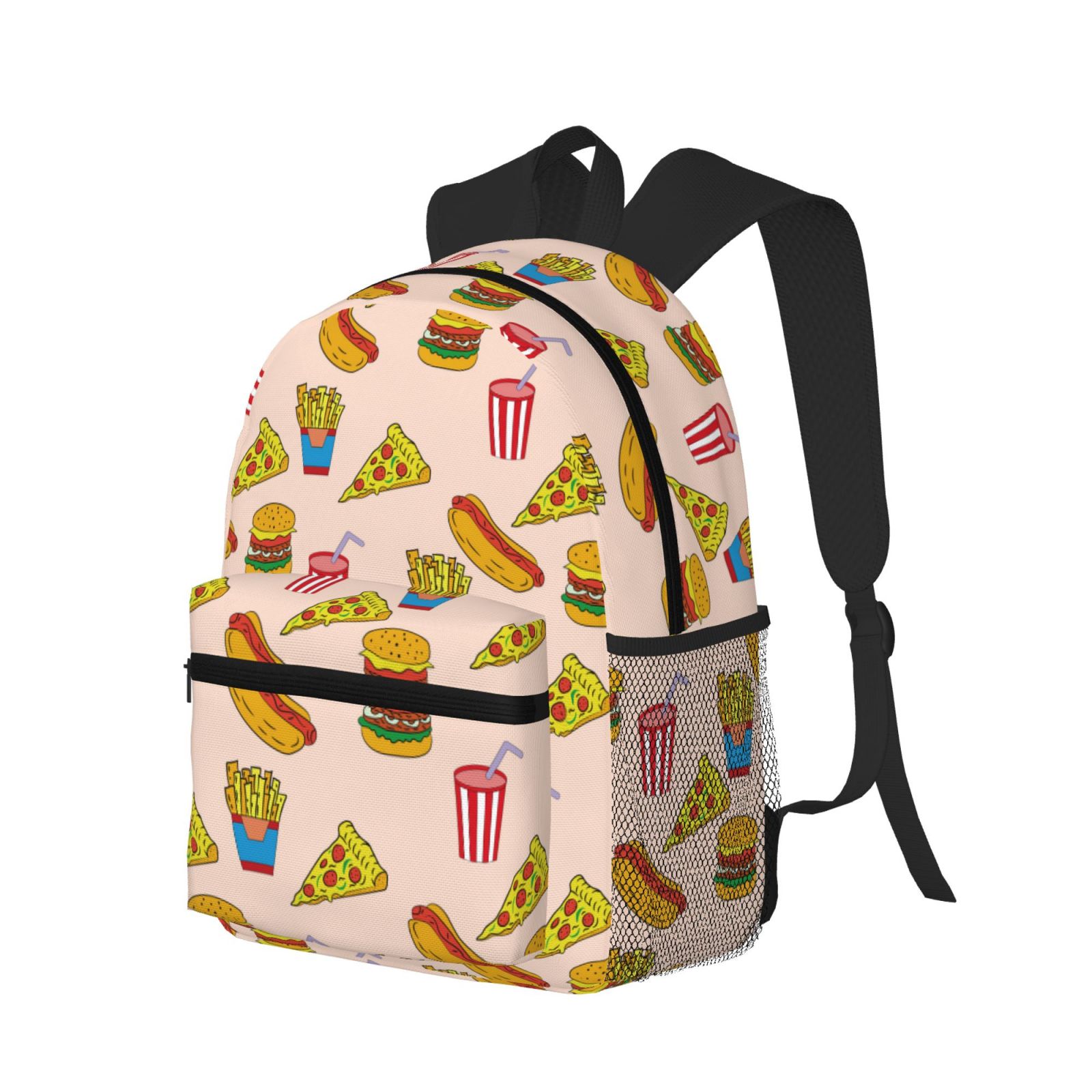 Ratiio Hamburger Pizza Coke Print Casual Backpack for Men  display picture 3