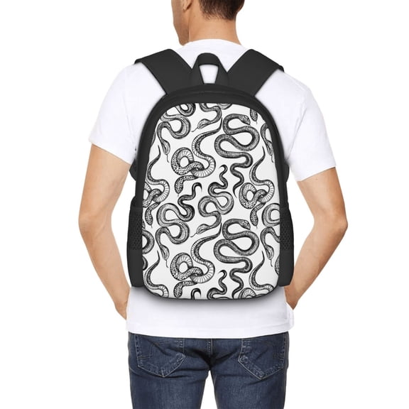 Ratiio Hand Drawn Snake Backpack for Men and Women - Durable 600D Oxford Cloth -Large Capacity, Water-Resistant School, Travel, and Hiking Bag