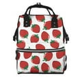 thumbnail image 1 of Ratiio Hand Drawn Strawberry Mummy Backpack - Waterproof Twill Canvas, Large Capacity Diaper Bag with Multiple Pockets and Adjustable Straps, 1 of 5
