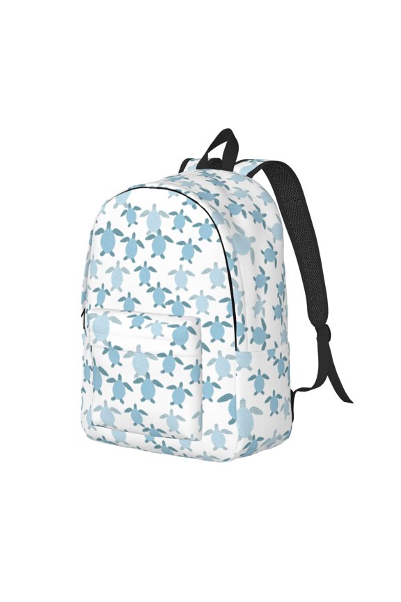 Hand Drawn Turtle Print Canvas Backpack for Women & Men Retro Aesthetic Rucksack Basic Backpack for High School/College Students Travel Laptop Bag