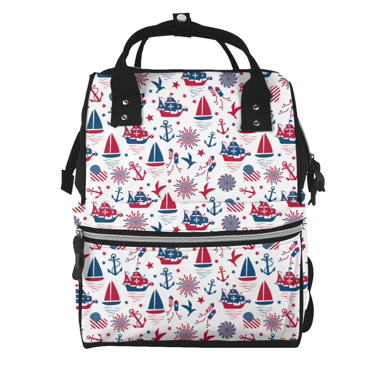 Ratiio Happy Columbus Day Mummy Backpack - Waterproof Twill Canvas, Large Capacity Diaper Bag with Multiple Pockets and Adjustable Straps