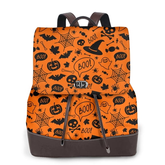 Ratiio Happy Halloween Pattern Womens Backpack Purse Leather Backpack Purse for Women Travel Fashion Backpack Designer Ladies Shoulder Bags