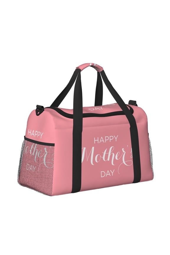 Happy Mother's Day Pattern Hand Travel Bag, Weekender Carry On for Women Men, Sports Gym Bag, Workout Duffel Bag, Overnight Shoulder Bag fit 15.6 Inch Laptop