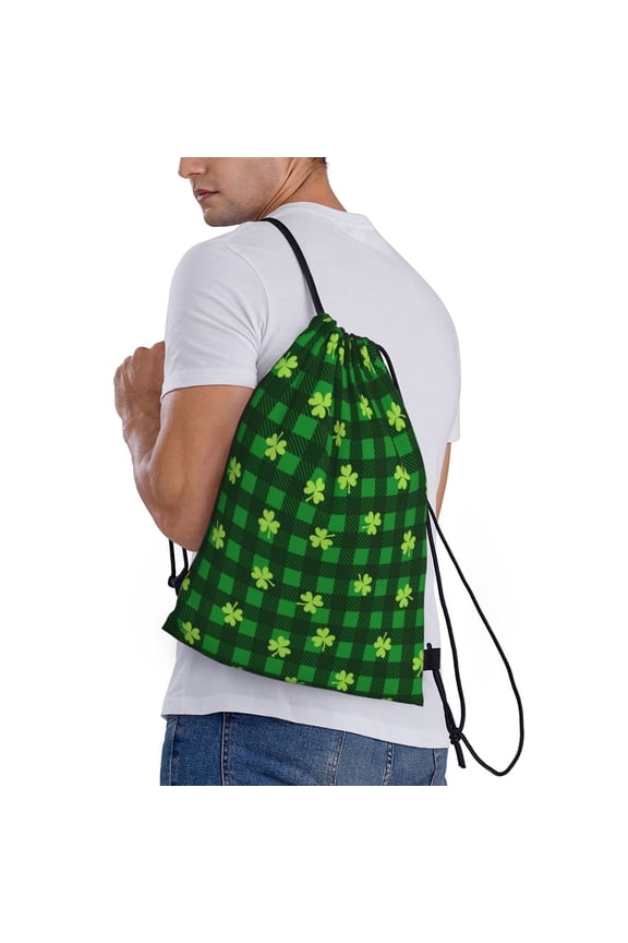 Happy St. Patrick's Day5 Print Drawstring Backpack Bag Sport Gym Sackpack Heavy Duty String Backpack for Men Women