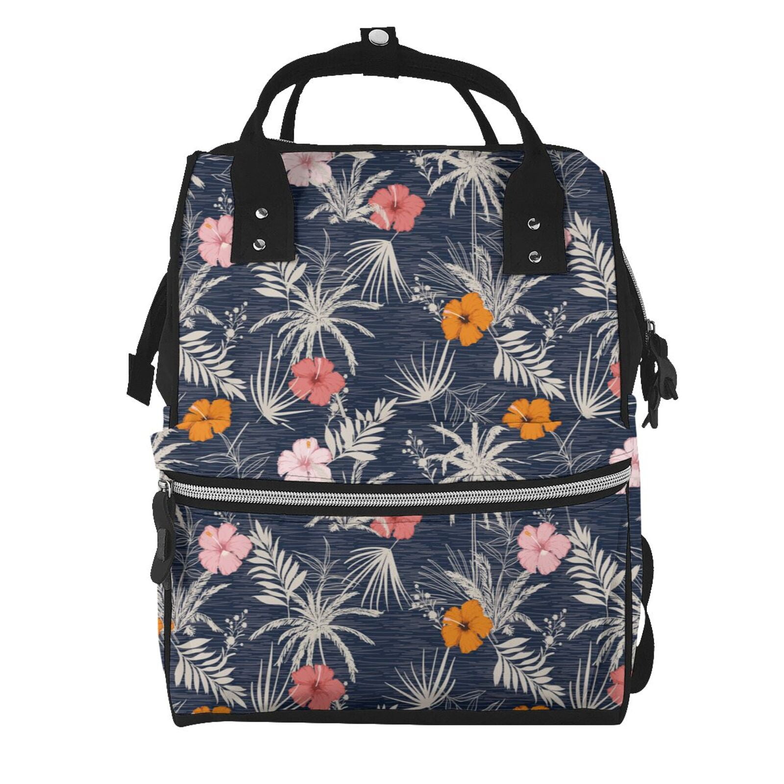 Ratiio Hawaiian Style Mummy Backpack - Waterproof Twill Canvas, Large Capacity Diaper Bag with Multiple Pockets and Adjustable Straps