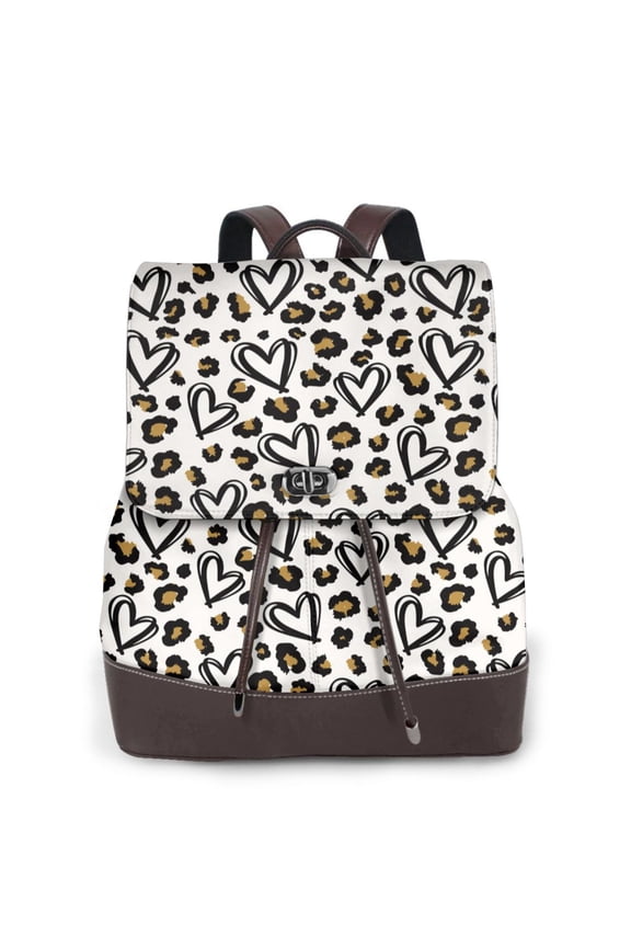 Heart Leopard Pattern Womens Backpack Purse Leather Backpack Purse for Women Travel Fashion Backpack Designer Ladies Shoulder Bags