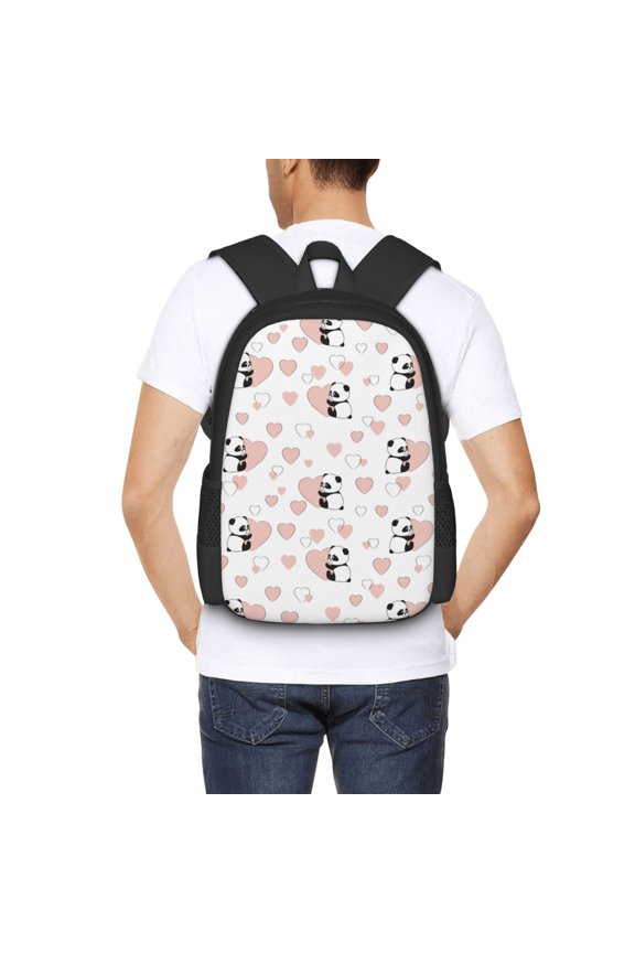 Heart Panda Backpack for Men and Women - Durable 600D Oxford Cloth -Large Capacity, Water-Resistant School, Travel, and Hiking Bag
