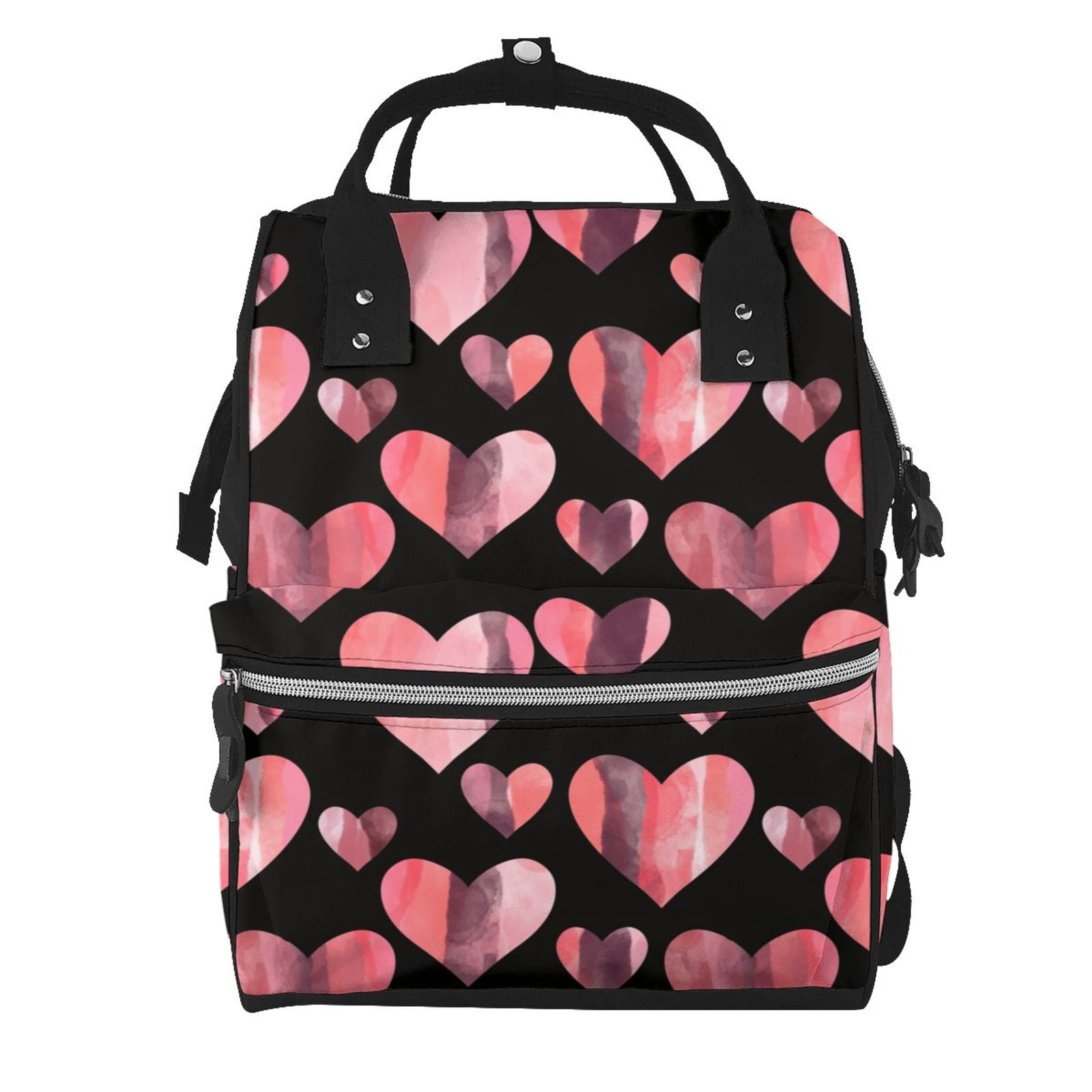 Ratiio Hearts Mummy Backpack - Waterproof Twill Canvas, Large Capacity Diaper Bag with Multiple Pockets and Adjustable Straps