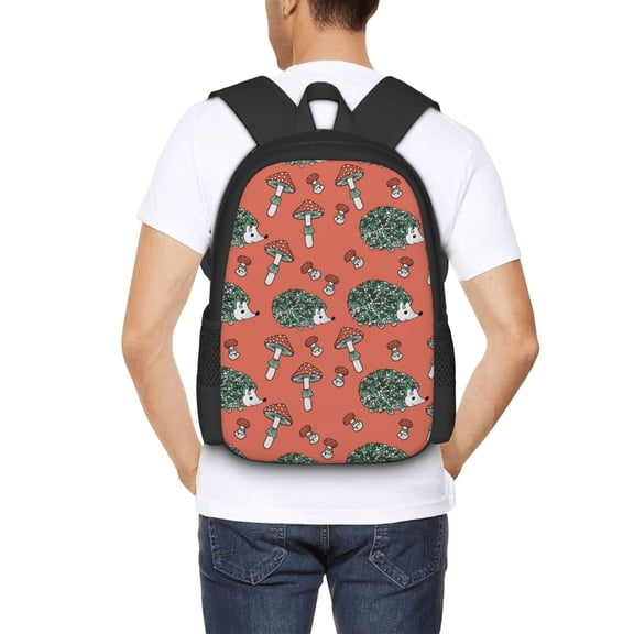 Ratiio Hedgehog Mushroom Backpack for Men and Women - Durable 600D Oxford Cloth -Large Capacity, Water-Resistant School, Travel, and Hiking Bag