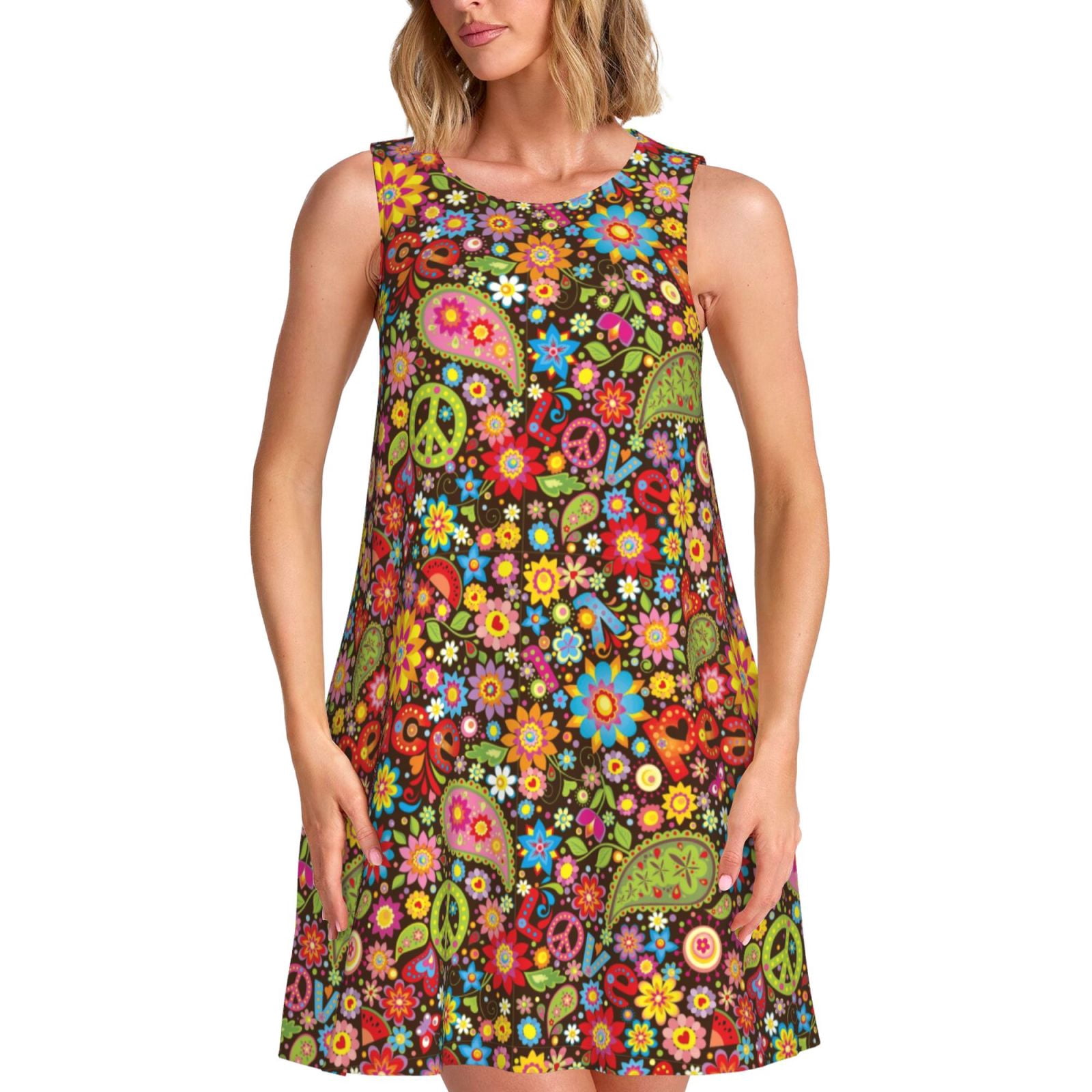 Hippie Peace Print Dress