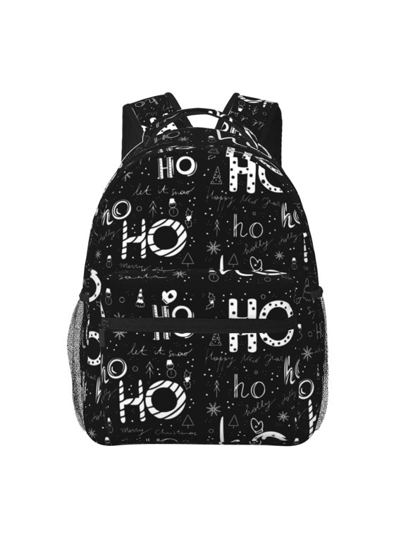 Ho-Ho-Ho 2 Print Eco-Friendly Casual Backpack, Water-Resistant Polyester Canvas Daypack with Smooth Zippers, Comfortable & Durable Travel Bag with Laptop Compartment