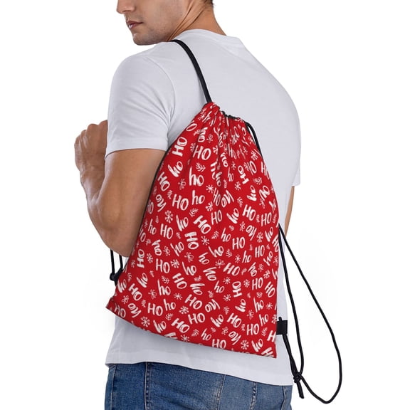 Ratiio Hohoho Print Drawstring Backpack Bag Sport Gym Sackpack Heavy Duty String Backpack for Men Women