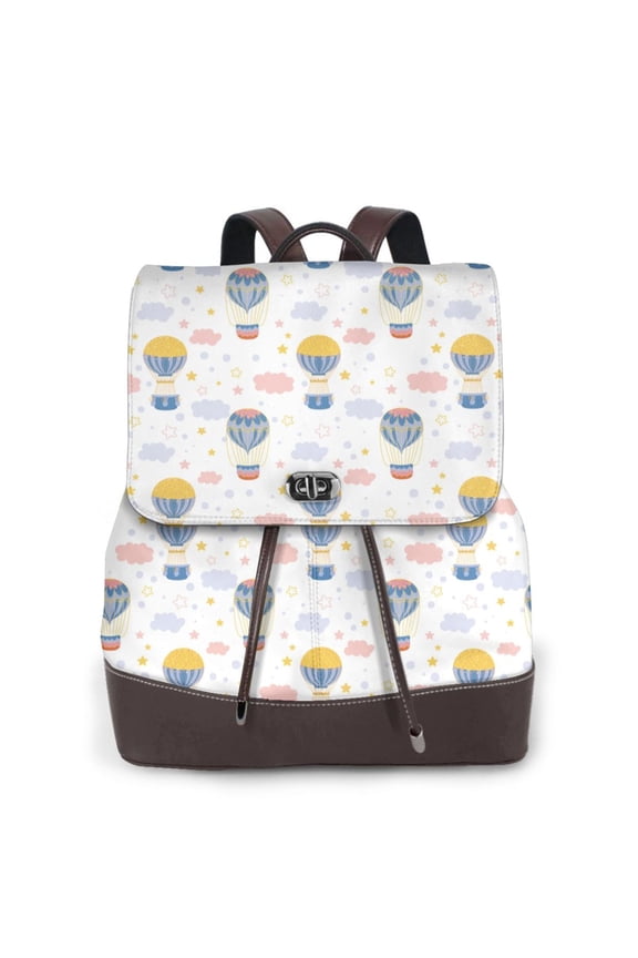 Hot Air Balloon Pattern Womens Backpack Purse Leather Backpack Purse for Women Travel Fashion Backpack Designer Ladies Shoulder Bags