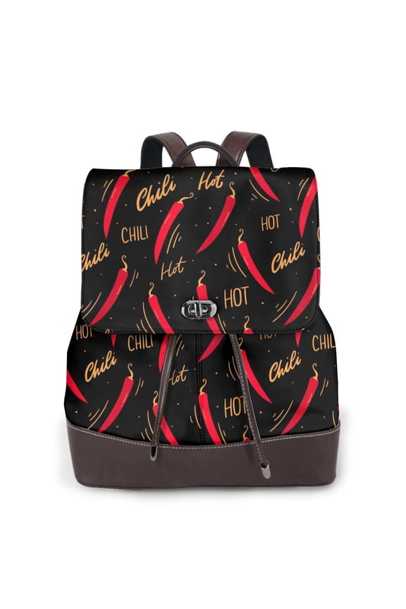 Hot Chili Pattern Womens Backpack Purse Leather Backpack Purse for Women Travel Fashion Backpack Designer Ladies Shoulder Bags