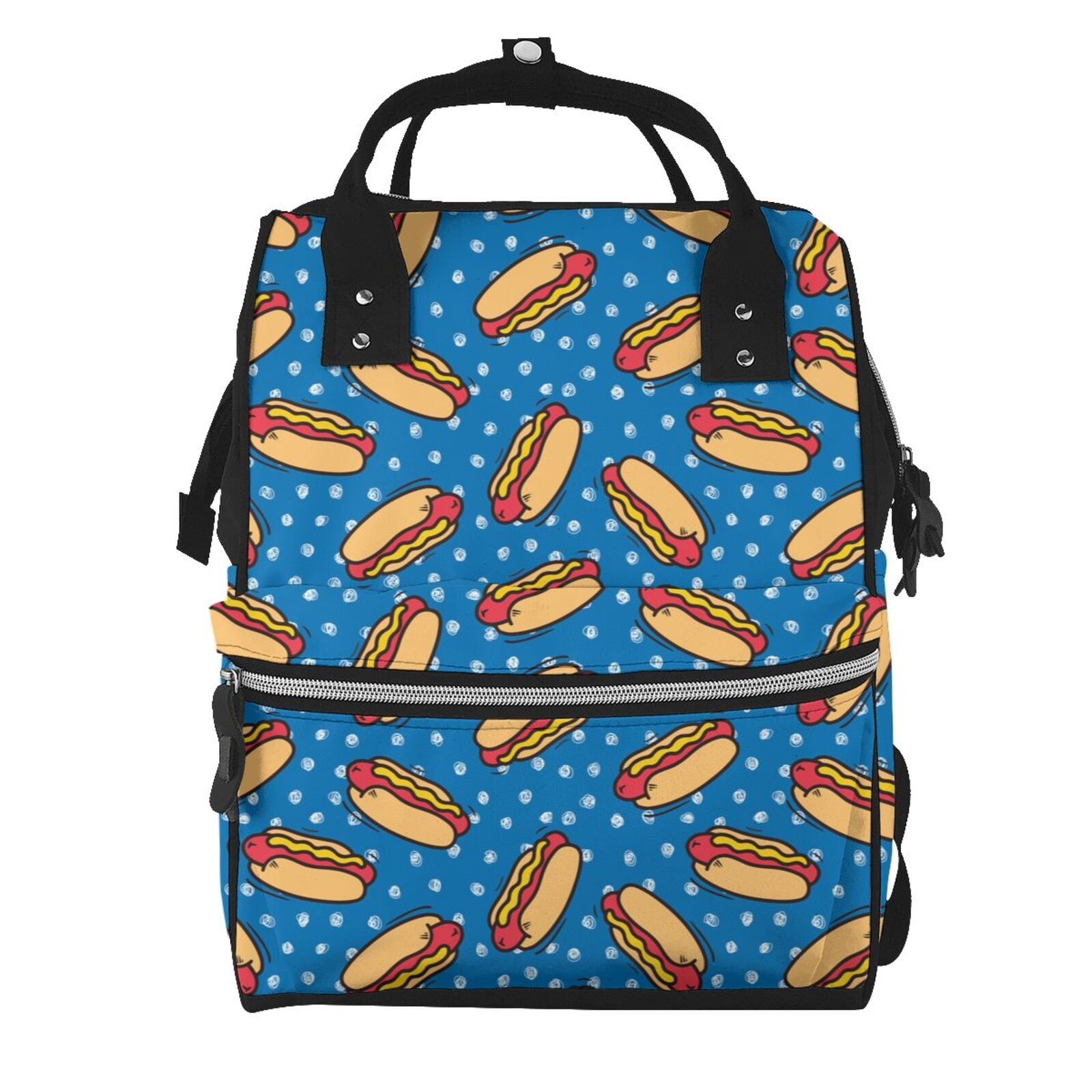 Ratiio Hot Dog 1 Mummy Backpack - Waterproof Twill Canvas, Large Capacity Diaper Bag with Multiple Pockets and Adjustable Straps