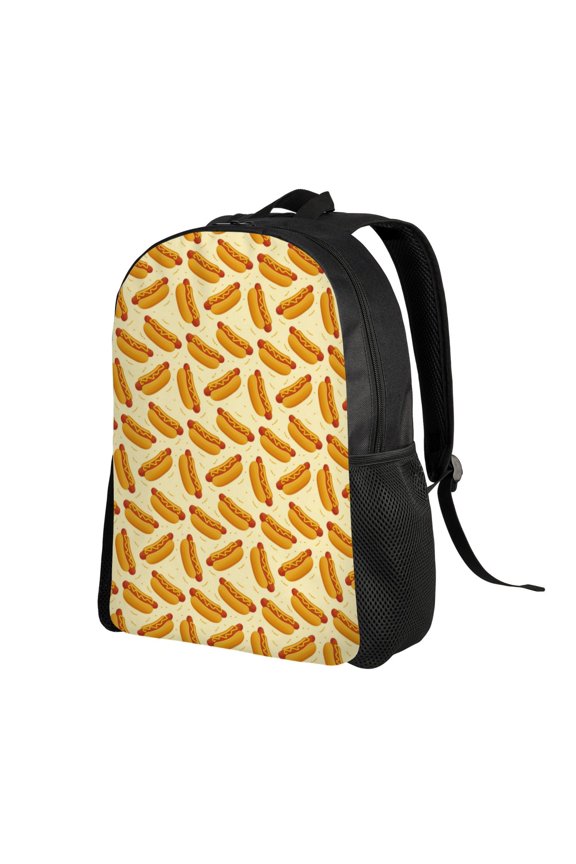 Hot Dog 3 Print Backpack with Padded 15-inch Laptop Sleeve- Spacious and Durable Daypack for Work and Travel