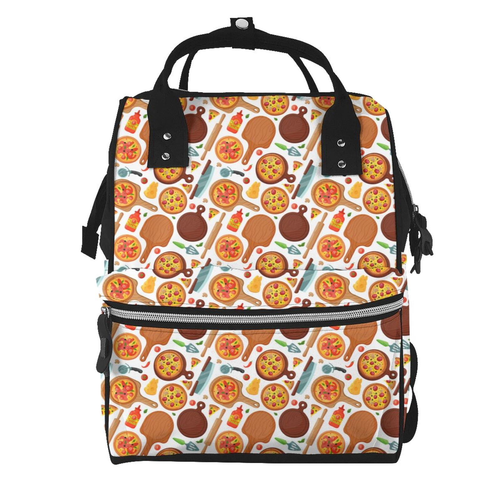 Ratiio Hot Fresh Pizza Mummy Backpack - Waterproof Twill Canvas, Large Capacity Diaper Bag with Multiple Pockets and Adjustable Straps